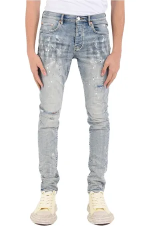 Purple Brand Jeansy, Mężczyzna, Niebieski, W33, Bawełna, Skinny Paint Blowout Jeansy