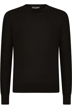 Dolce & Gabbana Swetry, Mężczyzna, Czarny, L, Kaszmir, Czarne Lekkie Swetry z Dekoltem