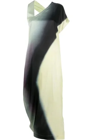 Issey Miyake Sukienki, Kobieta, Wielobarwność, M, Asymetryczna Sukienka w Stylu Tie-Dye