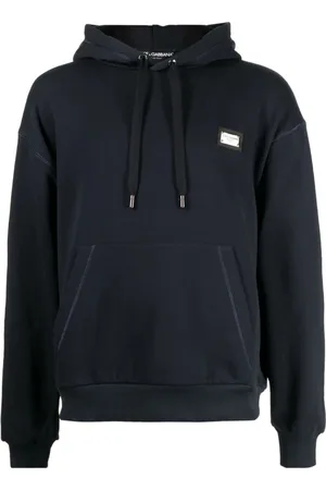 Dolce & Gabbana Bluzy, Mężczyzna, Niebieski, S, Niebieskie Swetry z Essential Hood