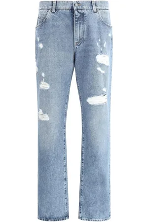 Dolce & Gabbana Jeansy, Mężczyzna, Niebieski, M, Vintage Straight Fit Bawełniane Jeansyy