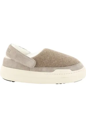 Moon Boot Buty, Kobieta, Beżowy, 38 EU, Zamsz, Klapki z futerkiem i paskiem