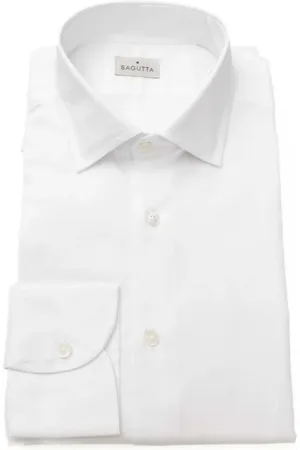 BAGUTTA Koszule, Mężczyzna, Biały, 2XL, Slim Fit Cotton Shirt