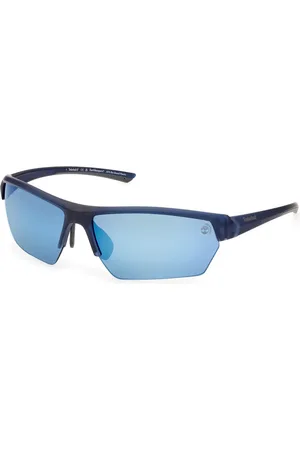 Timberland Akcesoria, unisex, Niebieski, ONE SIZE, Prostokątne okulary przeciwsłoneczne niebieskie lustrzane