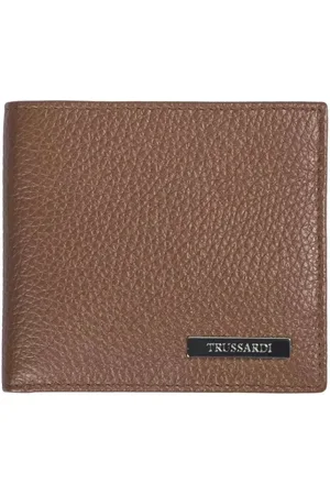 Trussardi Akcesoria, Mężczyzna, brązowy, ONE SIZE, Skóra, Elegancki Portfel Męski z Wytłaczanej Skóry