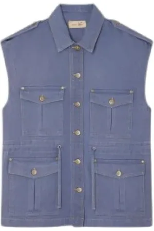 Sessun Kurtki, Kobieta, Niebieski, M, Denim, Denim Worker Bezrękawnik