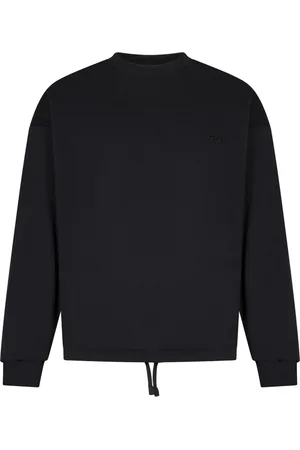 Ermenegildo Zegna Bluzy, Mężczyzna, Czarny, XL, Czarny Sweter z Haftem Logo Zegna