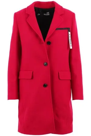 Moschino Płaszcze, Kobieta, Różowy, S, Elegancki Różowy Wełniany Płaszcz z Logo