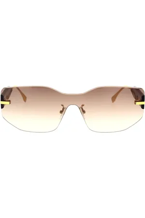 Fendi Akcesoria, unisex, Żółty, ONE SIZE, Eleganckie Okulary Przeciwsłoneczne Brązowy Gradient