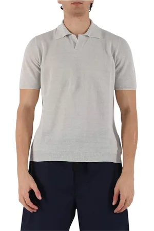 Roberto Collina Koszulki, Mężczyzna, Szary, 2XL, Bawełniany Polo z dekoltem w serek