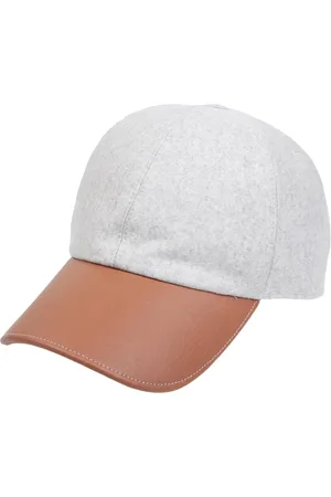 ELEVENTY Akcesoria, unisex, Szary, ONE SIZE, Wełna, Czapka Baseballowa z Wełny i Skóry