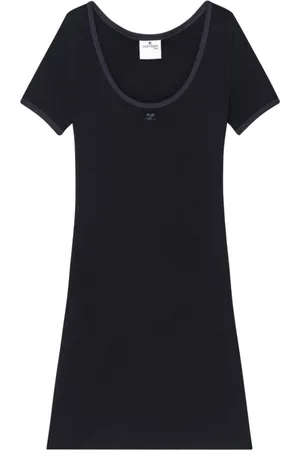 Courrèges Sukienki, Kobieta, Czarny, S, Elegant Navy Cotton Dress