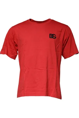 Dolce & Gabbana Koszulki, Mężczyzna, Czerwony, XS, Czerwony T-shirt z logo DG