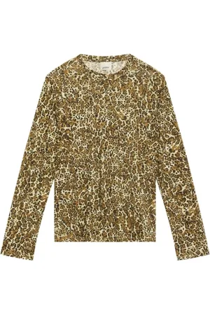 Isabel Marant Koszulki, Kobieta, brązowy, S, T-shirt z Wzorem Leoparda z Bawełny