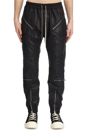 Rick Owens Spodnie, Mężczyzna, Czarny, M, Czarne Skórzane Joggers Headon Styl
