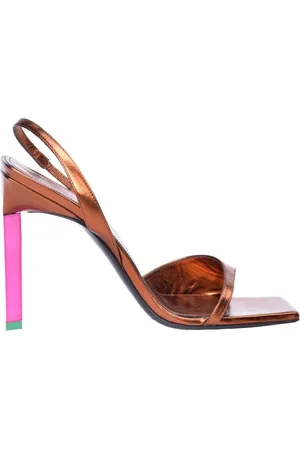 The Attico Buty, Kobieta, brązowy, 38 EU, Skórzany Sandał z Kwadratowym Obcasem