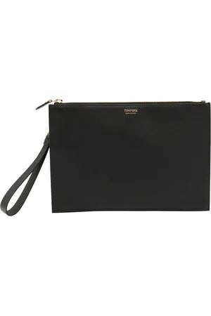 Tom Ford Torebki, Mężczyzna, Czarny, ONE SIZE, Czarna Skórzana kopertówka