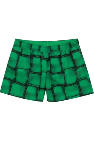 Bottega Veneta Stroje kąpielowe, Mężczyzna, Zielony, L, Zielone Szorty Boxer z Nadrukiem Cassette