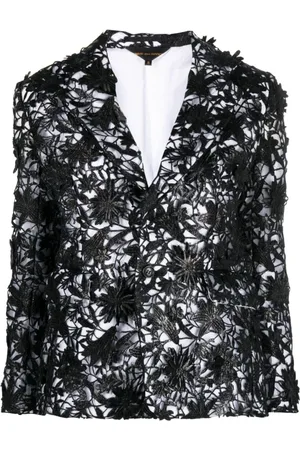Comme des Garçons Kurtki, Kobieta, Czarny, M, Koronkowa Marynarka Kwiatowa
