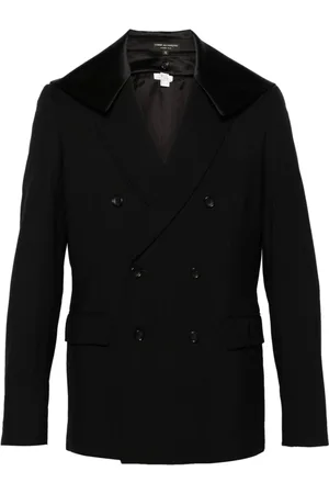 Comme des Garçons Kurtki, Mężczyzna, Czarny, M, Pasowany Blezer w Paski z Odpinanymi Panelami