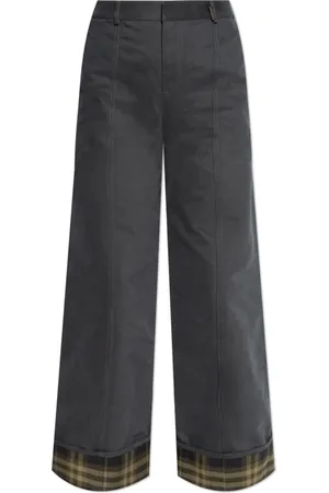 Burberry Spodnie, Kobieta, Szary, 2XS, Bawełna, Spodnie z szerokimi nogawkami