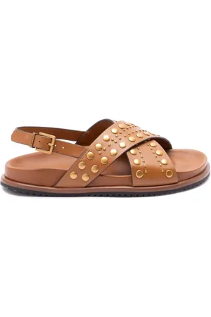 Twin-Set Buty, Kobieta, brązowy, 39 EU, Brązowe Skórzane Sandały