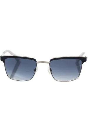 FRANKIE MORELLO Akcesoria, Mężczyzna, Czarny, ONE SIZE, Skóra, Okulary Przeciwsłoneczne Clubmaster Czarny Skóra Niebieska Soczewka