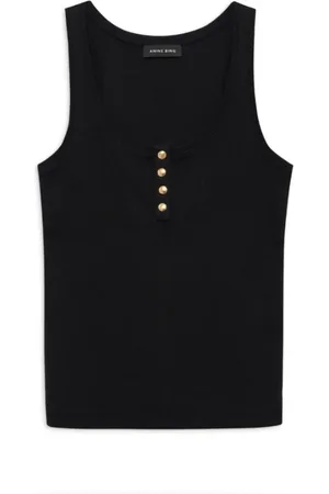 ANINE BING Koszulki, Kobieta, Czarny, M, Czarny Alessia Tank Top