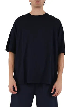 Roberto Collina Koszulki, Mężczyzna, Niebieski, 2XL, Bawełniana koszulka oversize z ściągaczami