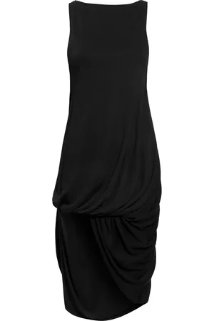 Jacquemus Sukienki, Kobieta, Czarny, L, Czarna Sukienka Bez Rękawów z Asymetrycznym Dolem