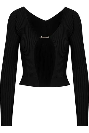 Jacquemus Swetry, Kobieta, Czarny, S, Krótki Sweter Rozpinany