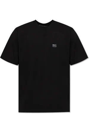 Dolce & Gabbana Koszulki, Mężczyzna, Czarny, S, T-shirt z aplikacją z logo