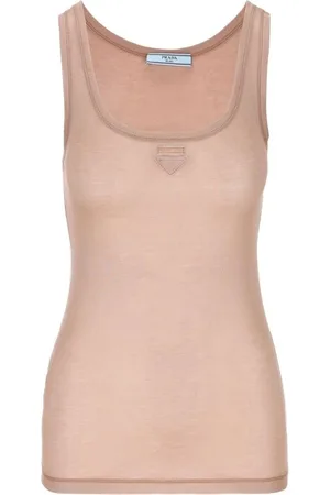 Prada Koszulki, Kobieta, Różowy, S, Sleeveless Logo Top
