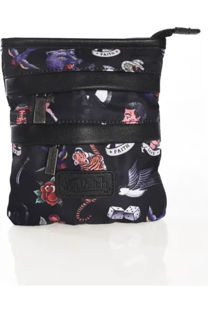 Von Dutch Torebki, Mężczyzna, Wielobarwność, ONE SIZE, Nylon, Czarna Nerka Nylonowa z Nadrukiem