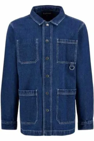 Barbour Kurtki, Mężczyzna, Niebieski, 2XL, Denim, Kurtka Robocza Denim Grindle Mężczyźni