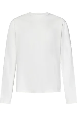Jil Sander Koszulki, Mężczyzna, Biały, XL, Bawełna, Białe T-shirty i Pola z Skórzaną Naszywką
