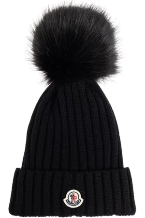 Moncler Akcesoria, Kobieta, Czarny, ONE SIZE, Wełna, Czapka Bobble Hat