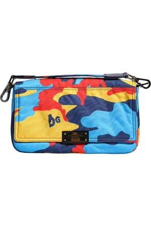 Dolce & Gabbana Torebki, Mężczyzna, Wielobarwność, ONE SIZE, Nylon, Kamuflażowa Nylonowa Torba na Ramię z Plakietką