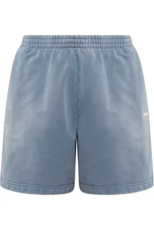 Balenciaga Szorty, Mężczyzna, Niebieski, S, Len, Szorty dresowe