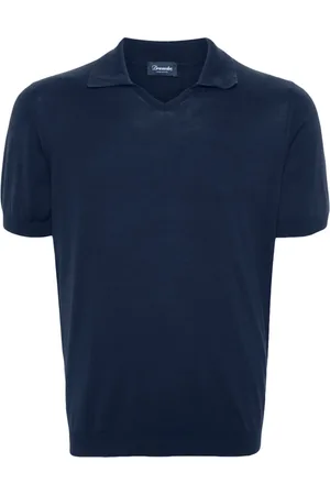 DRUMOHR Koszulki, Mężczyzna, Niebieski, S, Granatowy Polo Shirt Drobne Dzianiny