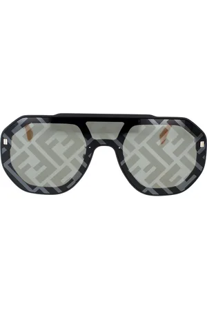 Fendi Akcesoria, unisex, Czarny, ONE SIZE, Nowoczesne okulary przeciwsłoneczne z ramką z gumy