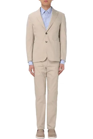 Manuel Ritz Garnitury, Mężczyzna, Beżowy, L, Bawełna, Bawełniany Garnitur Slim Fit