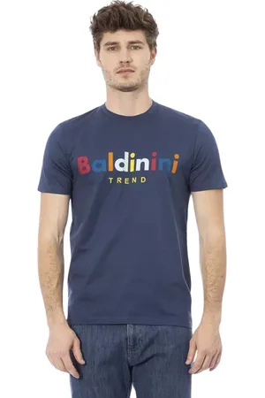 BALDININI Koszulki, Mężczyzna, Niebieski, M, Bawełna, Elegancka Niebieska Koszulka z Krótkim Rękawem