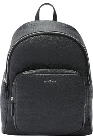 John Richmond Torebki, unisex, Czarny, ONE SIZE, Skóra, Skórzany plecak z kieszenią z przodu