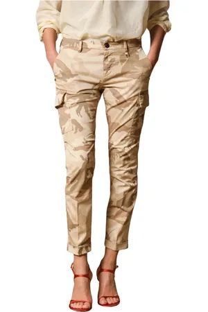 Masons Spodnie, Kobieta, Wielobarwność, XL, Bawełna, Spodnie cargo w kamuflażu slim fit