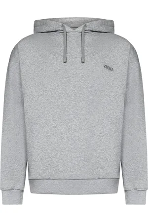 Ermenegildo Zegna Bluzy, Mężczyzna, Szary, S, Szara sweter z kapturem i kieszeniami
