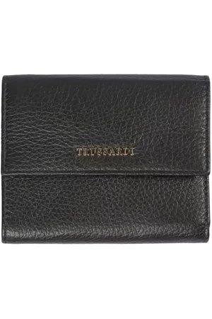 Trussardi Akcesoria, unisex, Czarny, ONE SIZE, Skóra, Elegancki Portfel Damski z Czarną Skórą
