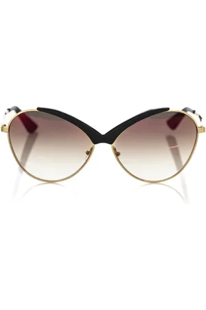 FRANKIE MORELLO Akcesoria, unisex, Czarny, ONE SIZE, Okulary Przeciwsłoneczne Motyl Metalowe Rama Brązowe Soczewki