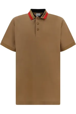 Burberry Koszulki, Mężczyzna, brązowy, XS, Bawełniany polo z monogramem