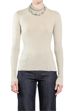 Jil Sander Swetry, Kobieta, Biały, 2XS, Nylon, Sweter z gorsetem z wełny